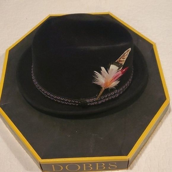 Other Dobbs Fedora Fur Felt Tupelo Black Fully Lined 2" Brim Sz. 7 Size ONE SIZE - 2 Thumbnail