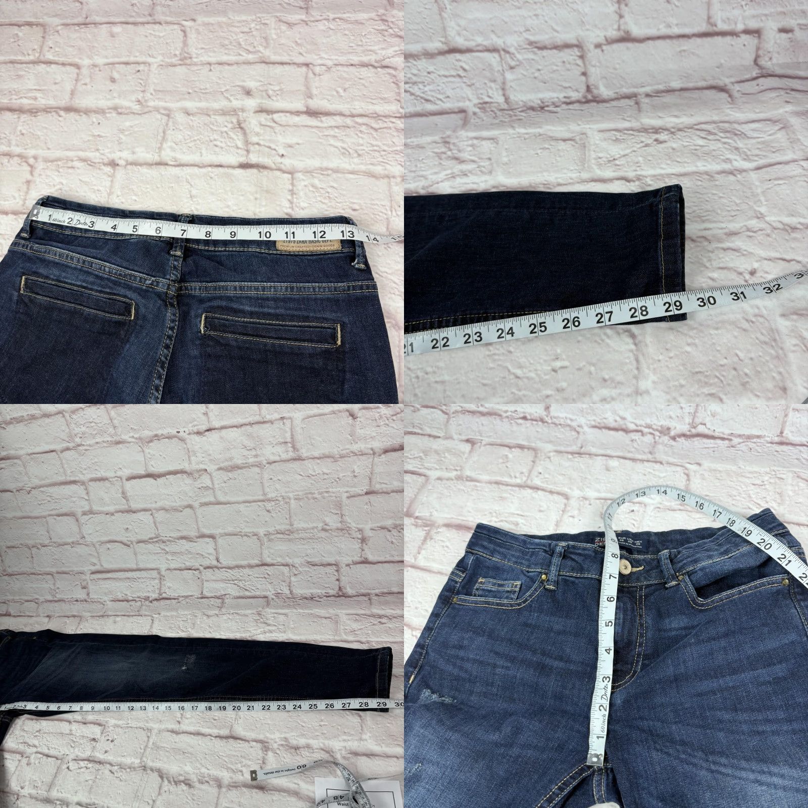 Zara Zara Z1975 Jeans Womens Slim Straight Mid Rise Dark Wash Blue 28x29 Denim Size 28" / US 6 / IT 42 - 8 Thumbnail
