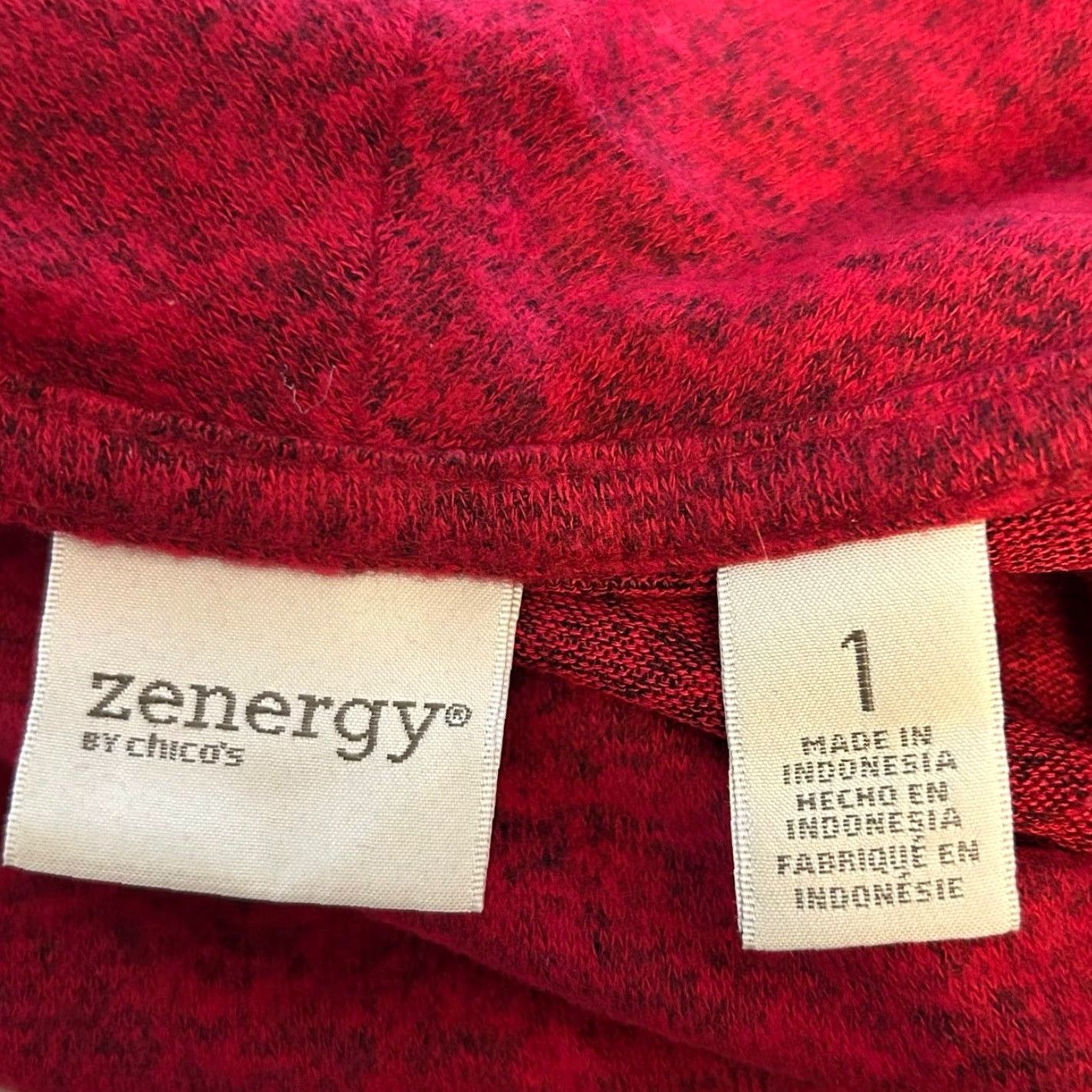 Vintage Chicos Zenegry Womens Sweater Red Black Cowl Neck Long Sleeve Stretch 1 Size M / US 6-8 / IT 42-44 - 4 Thumbnail