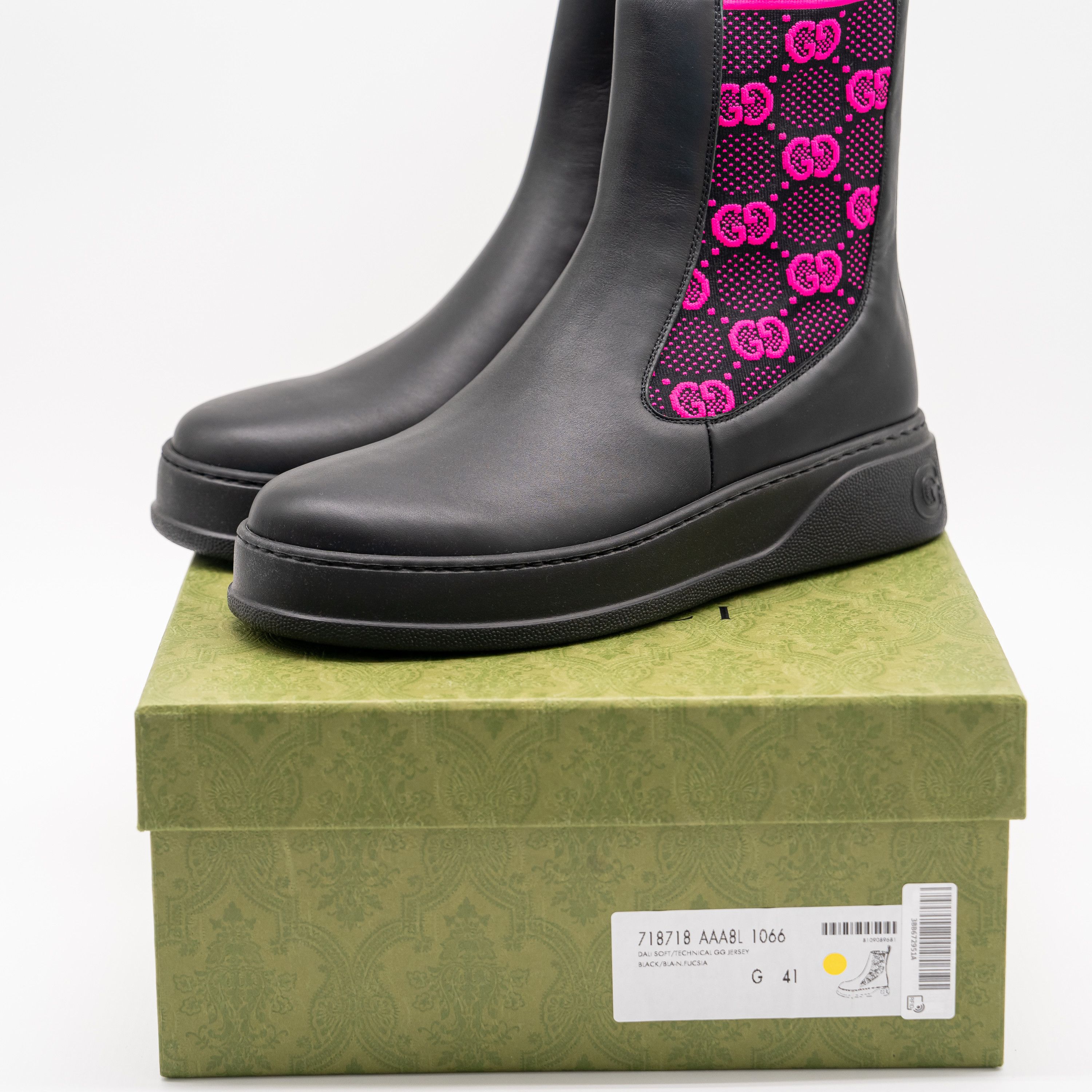 Gucci 41G 11 US Gucci Panelled Jersey Leather Boots Black Pink GG Size US 11 / IT 41 - 10 Thumbnail