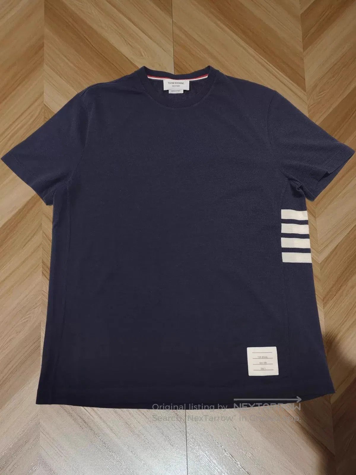 Thom Browne Blue Short Sleeve Shirt with White Stripes. Size US M / EU 48-50 / 2 - 1 Thumbnail