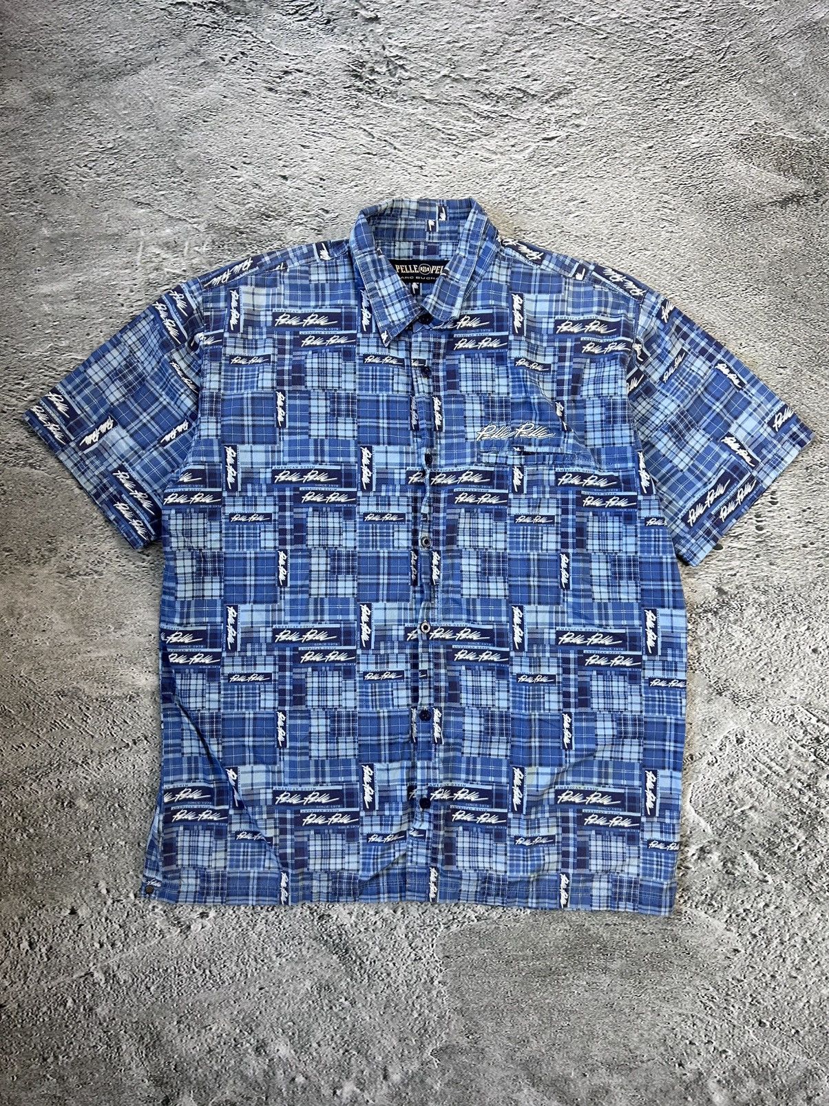Pelle Pelle shirt vintagr full print button up blue