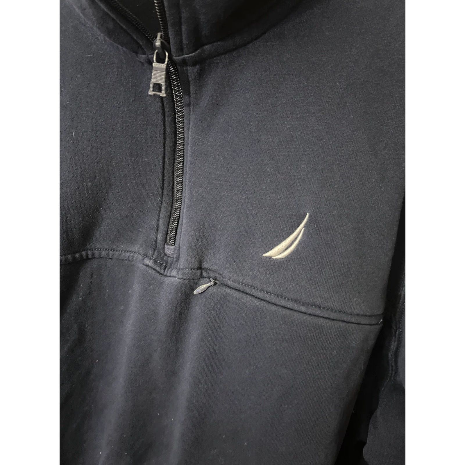 Nautica Nautica Pullover Sweater Men L 1/4 Zip Navy Blue Solid - Golf | Knit Fleece - Breathable Pullover Cardigan Style (Regular) Size US L / EU 52-54 / 3 - 3 Thumbnail