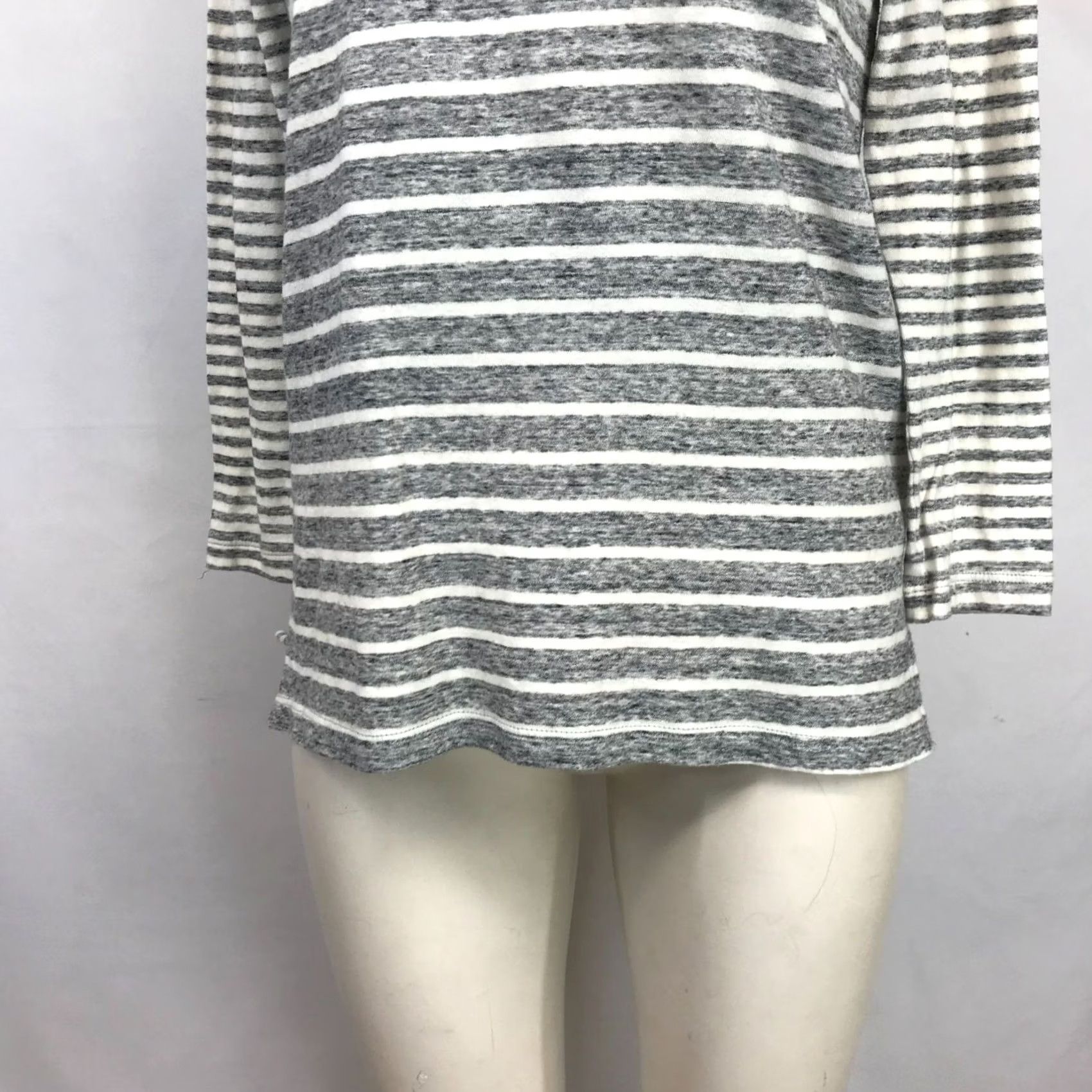 James Perse James Perse Shirt Womens 1 Gray Cream Striped Short Sleeve Round Neck Cotton Size XS / US 0-2 / IT 36-38 - 3 Thumbnail