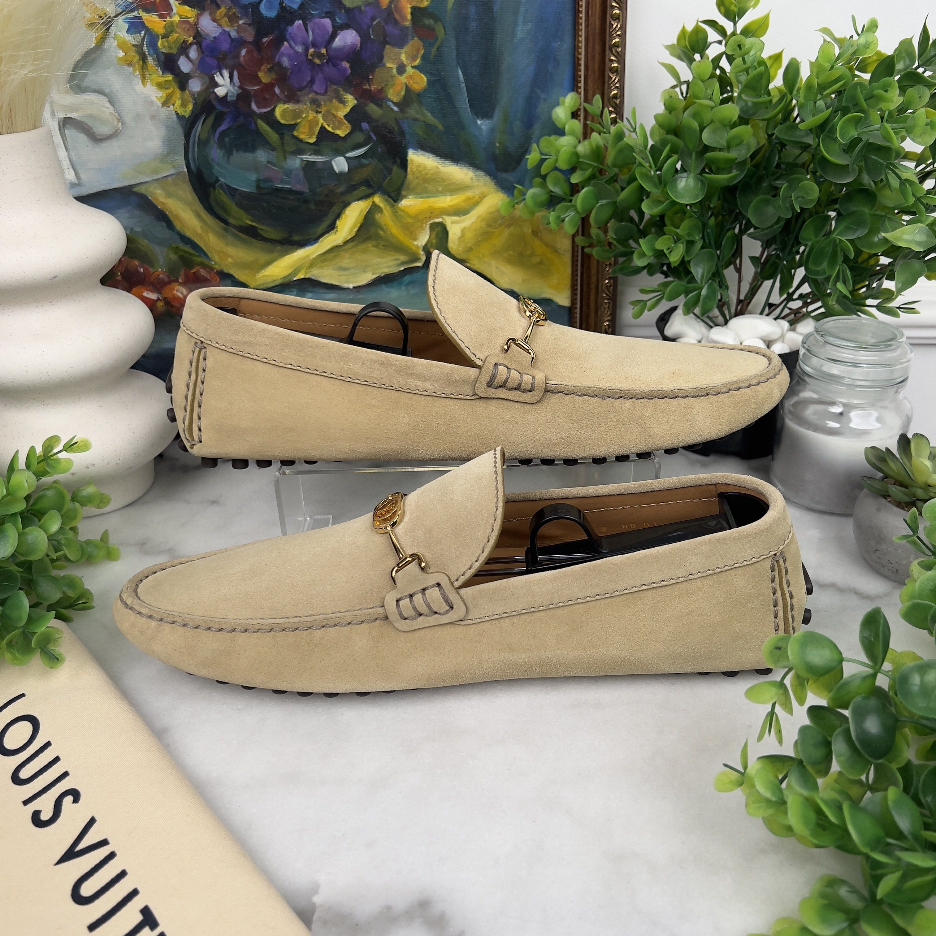 Louis Vuitton LV Driver Moccasins Beige Suede Size US 9 / EU 42 - 7 Thumbnail