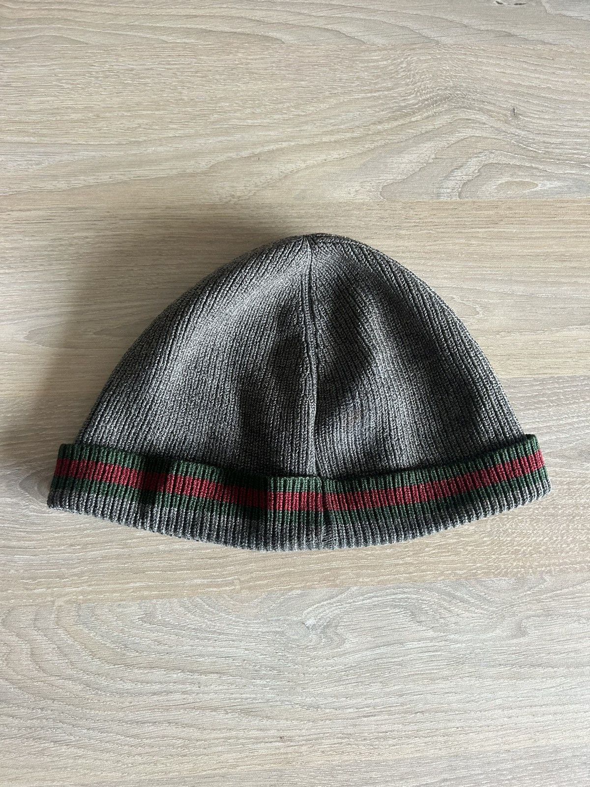 Gucci Grey Wool/Silk Blend Beanie with Web Detail Size ONE SIZE - 2 Thumbnail