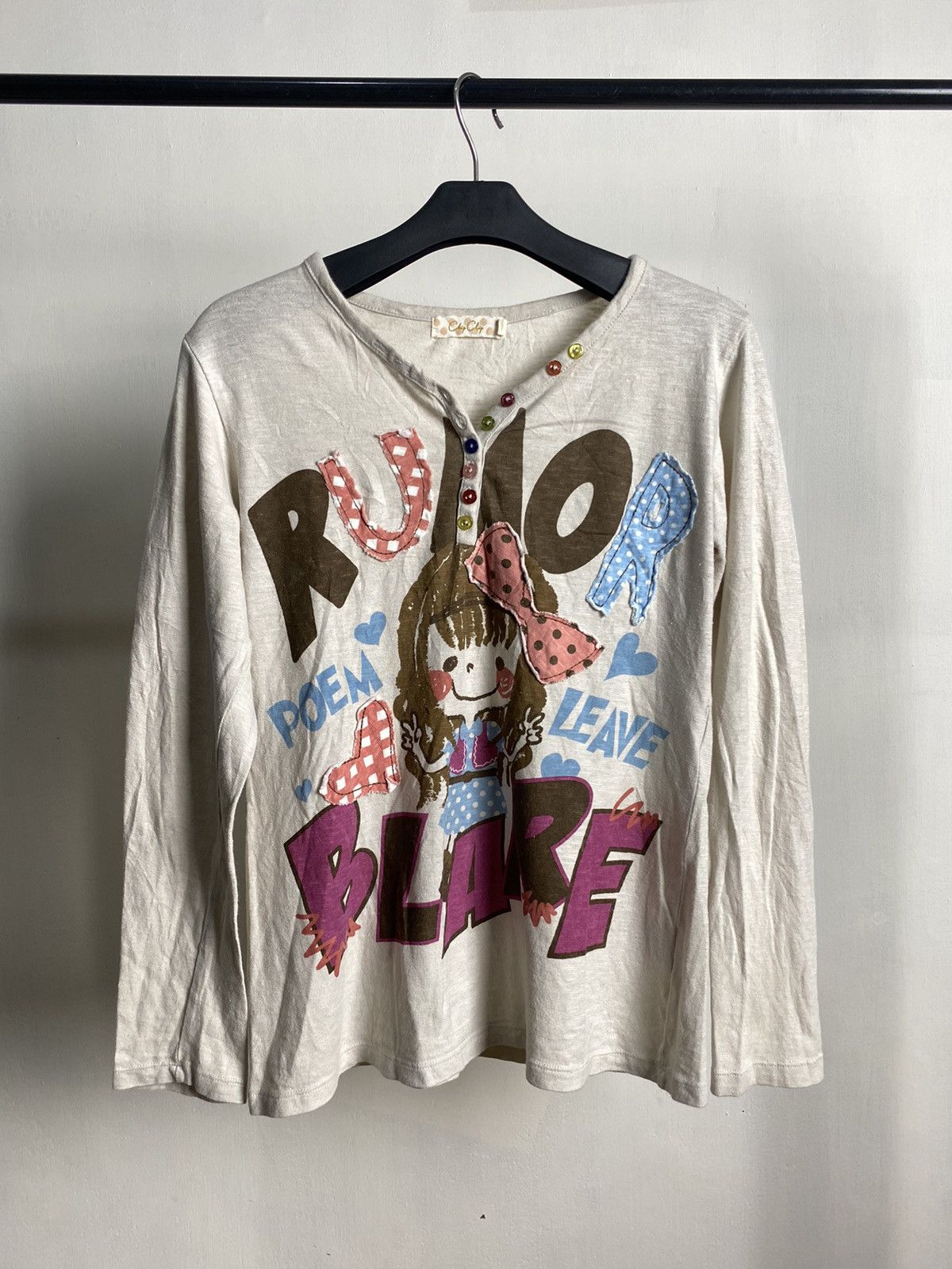 image of Hysteric Glamour x If Six Was Nine Chip Clip Jpn Patchwork Longsleeve in White/Cream, Women's (Size