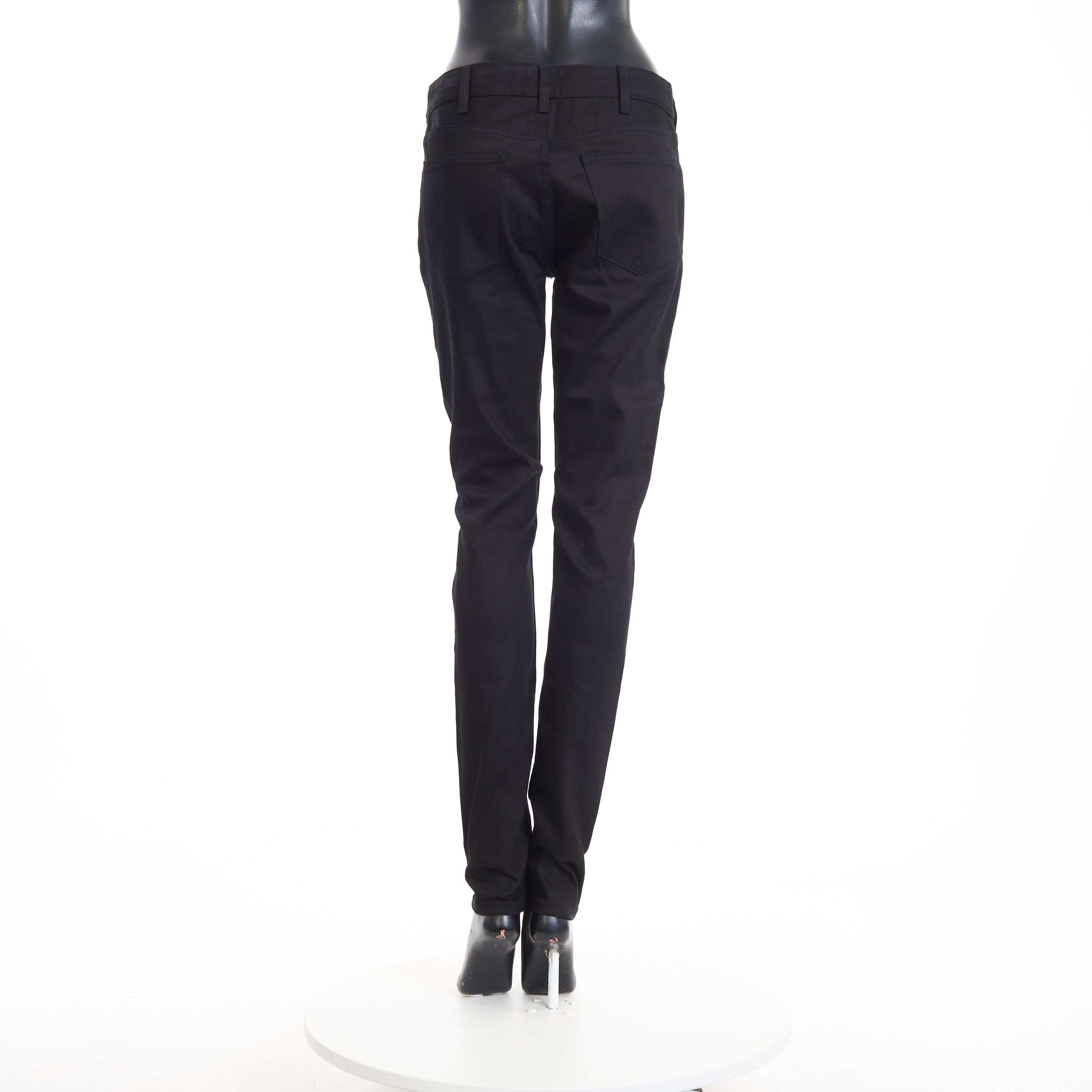 Celine Skinny Jeans In Pure Black Wash Denim, Mid Rise Size 27" / US 4 / IT 40 - 5 Thumbnail
