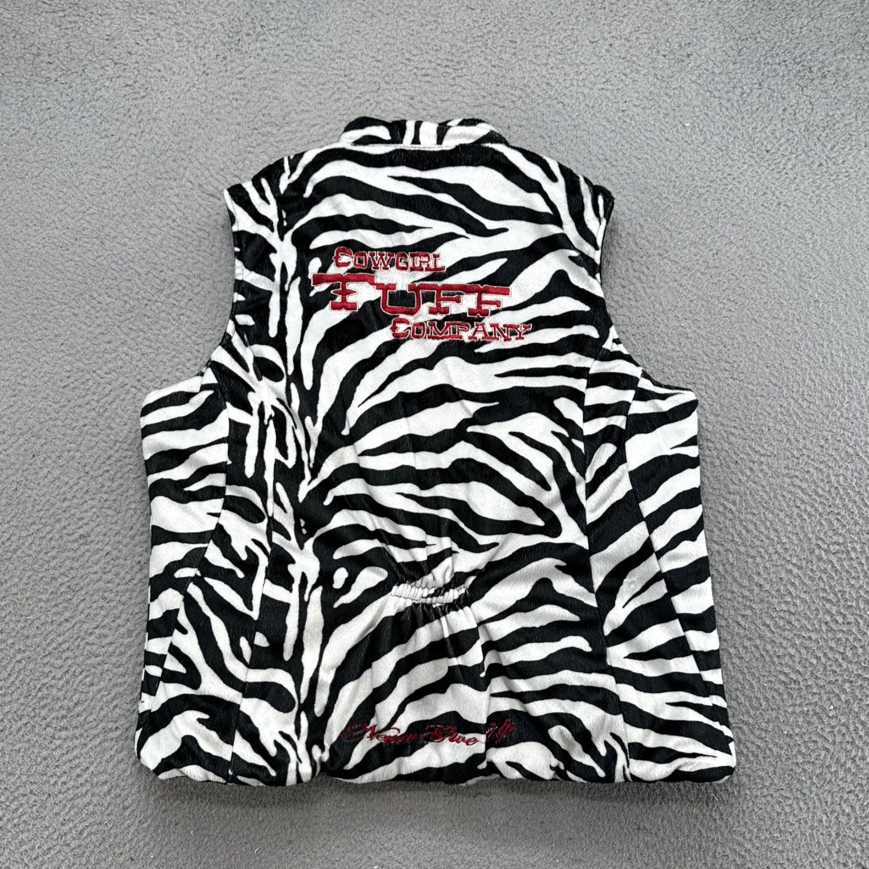 Vintage Cowgirl Tuff Western Vest Reversible Zebra Fleece Black Canvas Size Large Women Sleeveless Zip Pockets Logo Size L / US 10 / IT 46 - 6 Thumbnail
