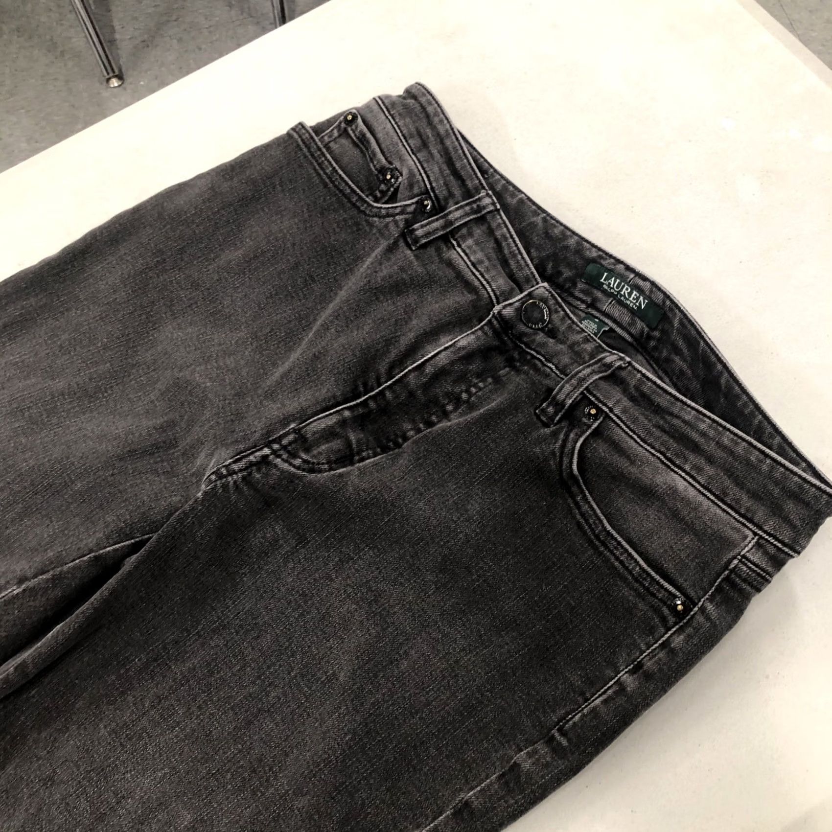Ralph Lauren Lauren Ralph Lauren Black Regal Straight Ankle Jeans Sz 8 Womens Regular 5-Pocket Denim Cotton (Medium Wash) Button Zip Inseam 25.5" Cuff Regal Design Size 30" / US 8 / IT 44 - 5 Thumbnail