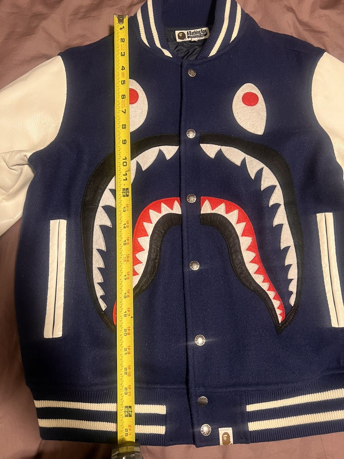 Bape BAPE SHARK FACE LEATHER/WOOL JACKET Size US L / EU 52-54 / 3 - 9 Thumbnail