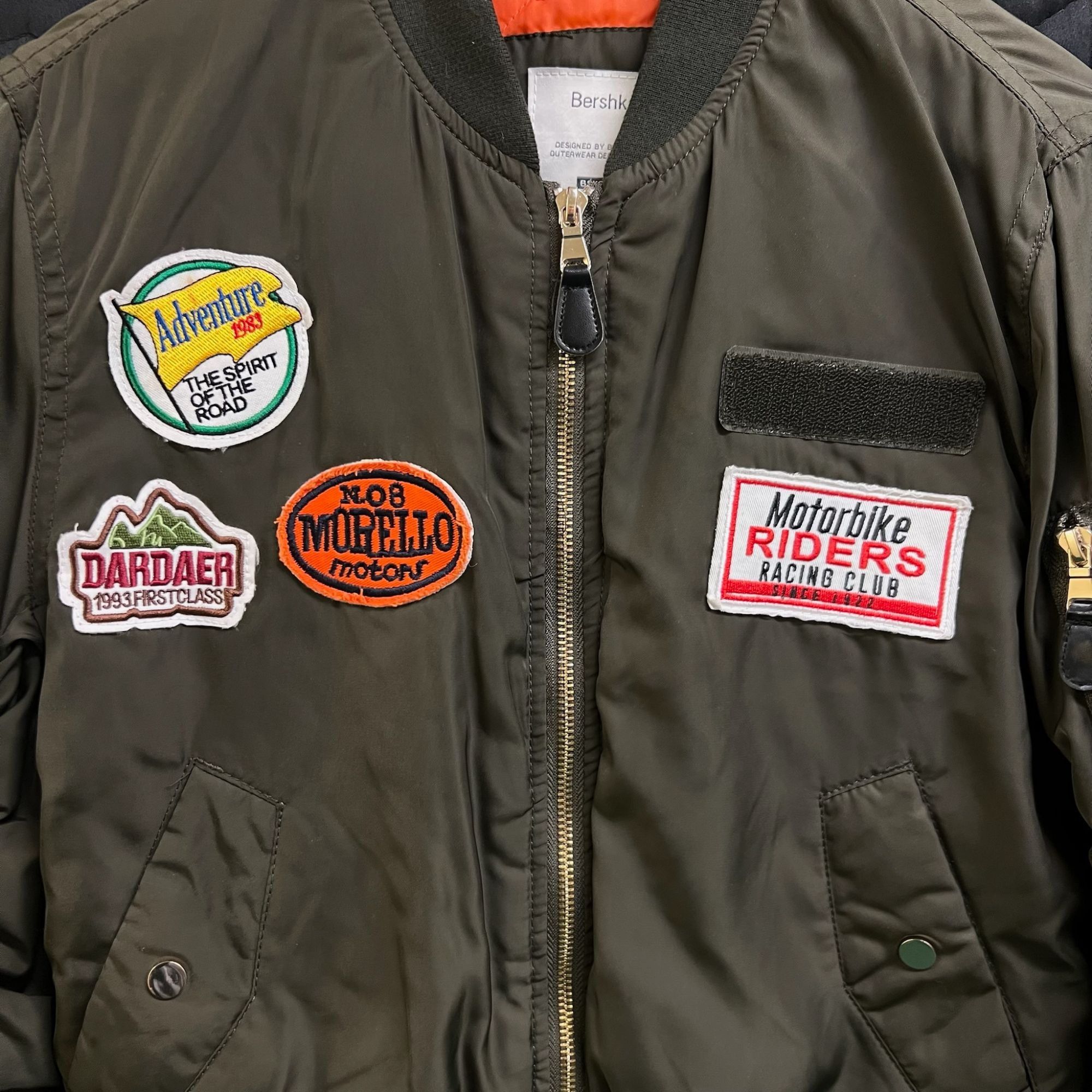 Bershka Dark Green Bershka Bomber Jacket W/ Adventure & Motorbike Ri Size US S / EU 44-46 / 1 - 4 Thumbnail