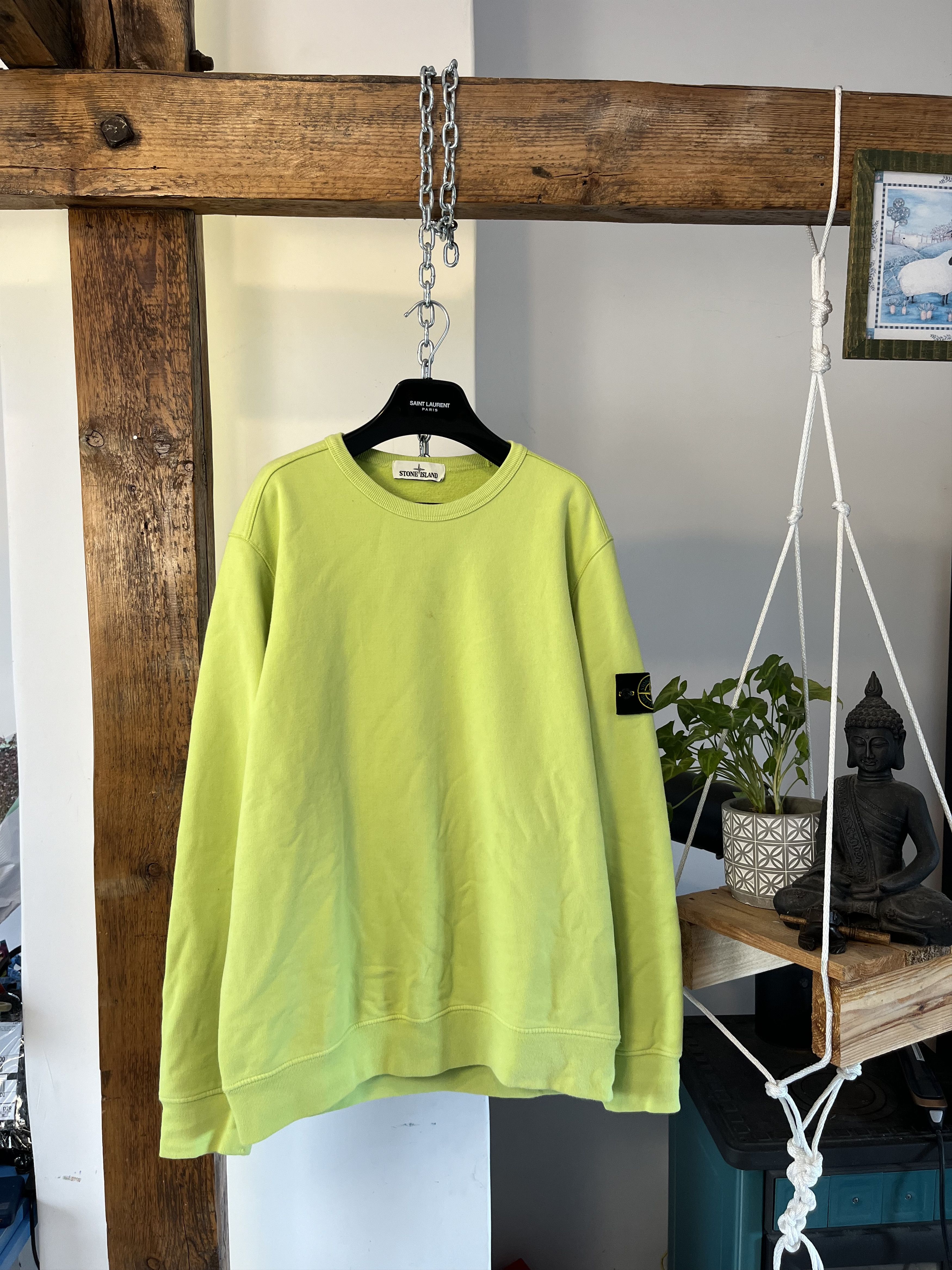 image of Italian Designers x Massimo Osti Stone Island Neon Green Sweatshirt, Men's (Size 2XL)