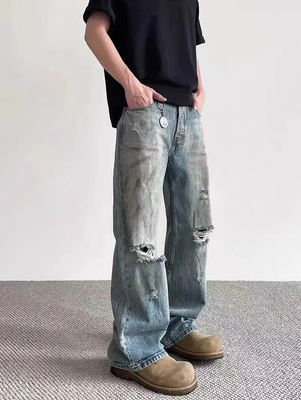 VIBE baggy casual ripped washed jeans Size US 30 / EU 46 - 2 Thumbnail