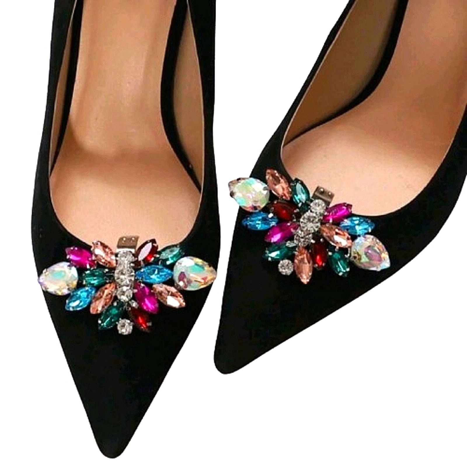 Other COLORFUL ☆ RHINESTONE ☆ SILVERTONE SHOE CLIPS ☆ NIP Size US 4 / IT 34 - 2 Thumbnail