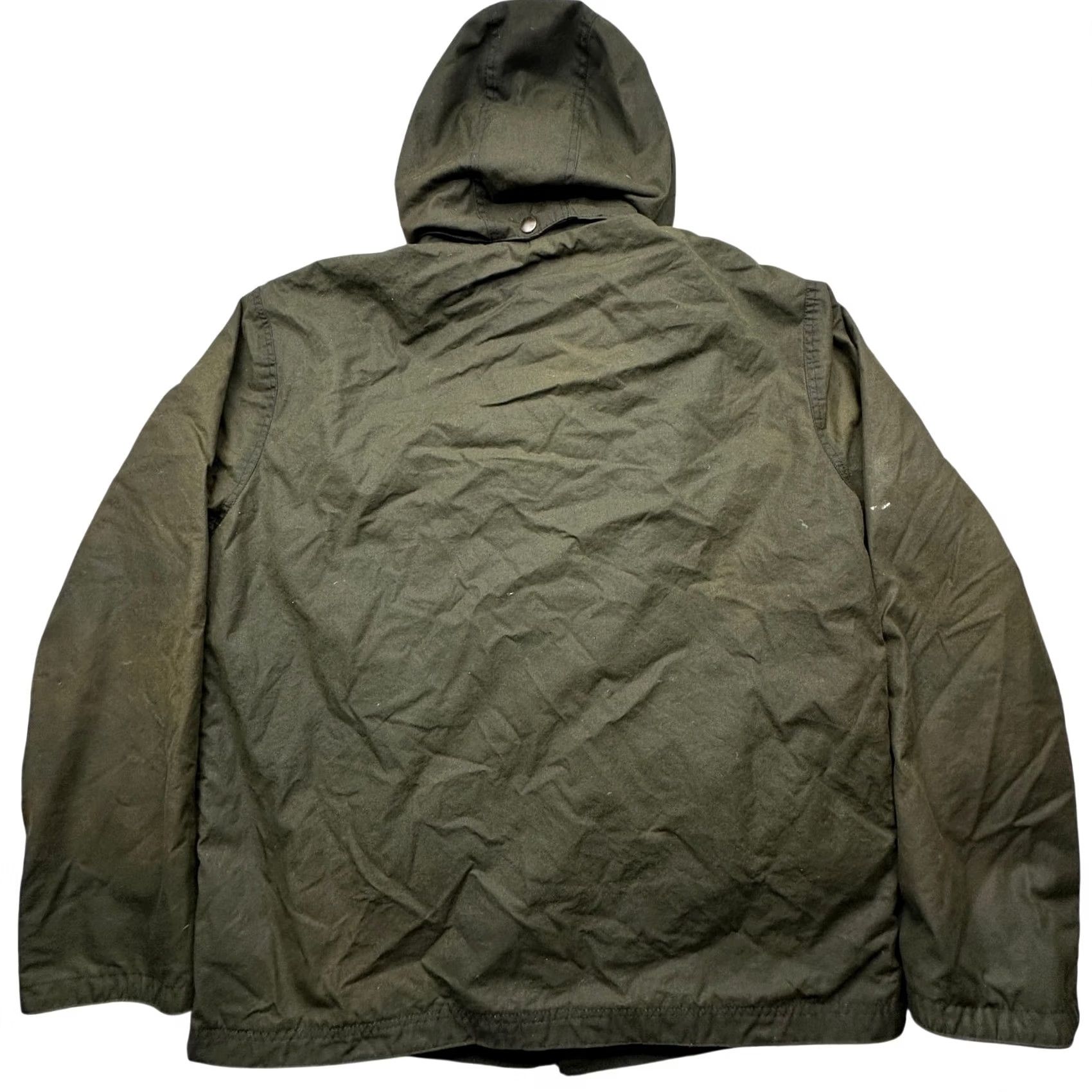 Vintage VINTAGE Rigor Waxed Cotton Jacket Mens Small Olive Green Hooded Full Zip Button Jacket Size US S / EU 44-46 / 1 - 2 Thumbnail