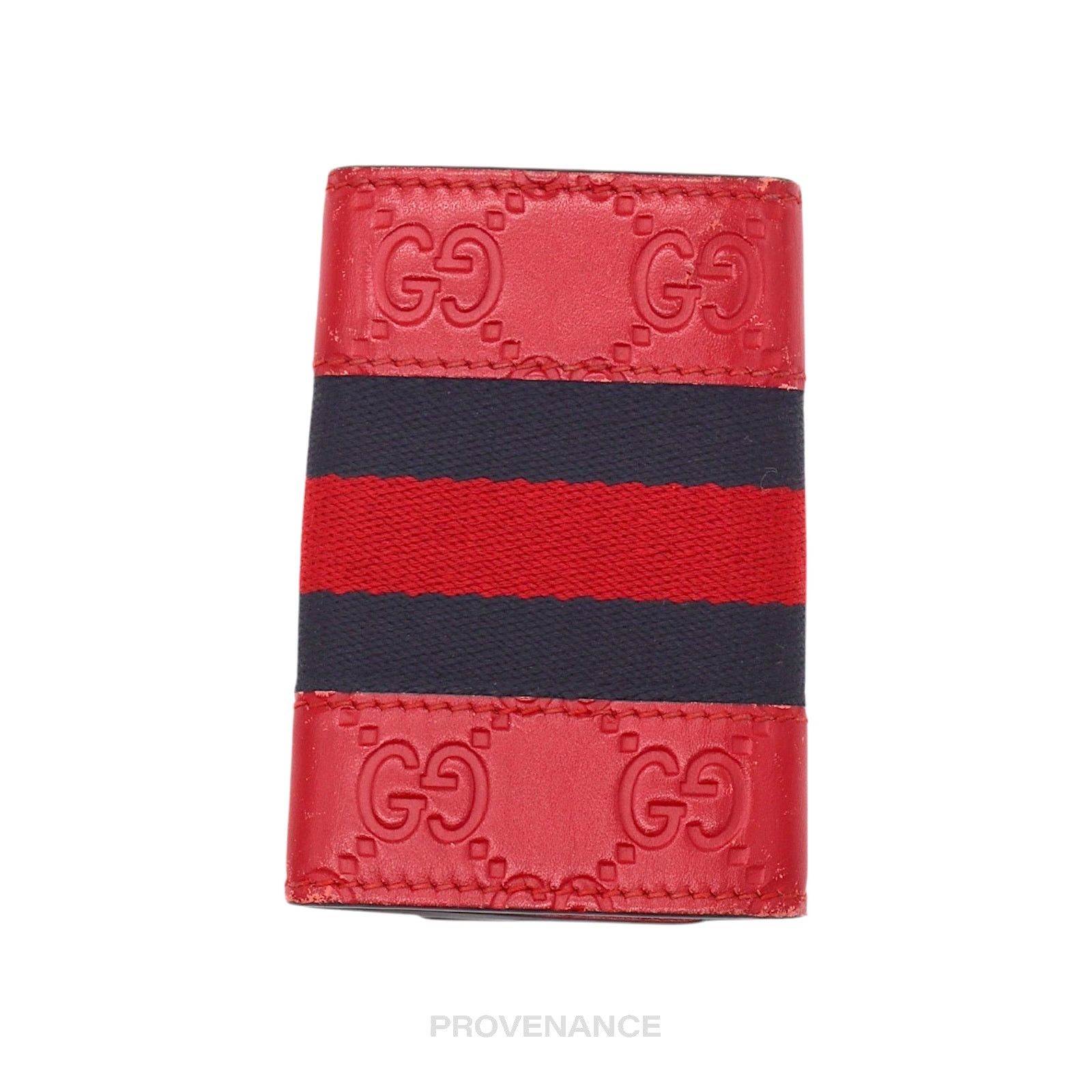 Gucci 🔴 Gucci GG Web 6 Key Holder - Red Guccissima Leather Size ONE SIZE - 4 Thumbnail