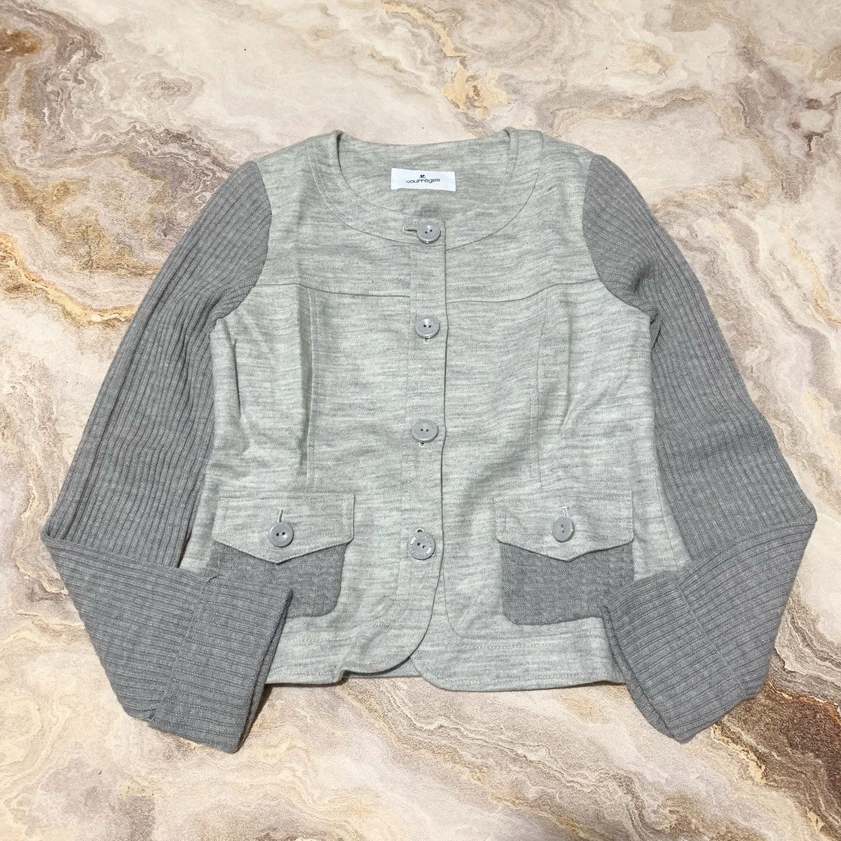 Andre Courreges Vtg 90s Courreges Jacket Grey On Grey Size S / US 4 / IT 40 - 2 Thumbnail