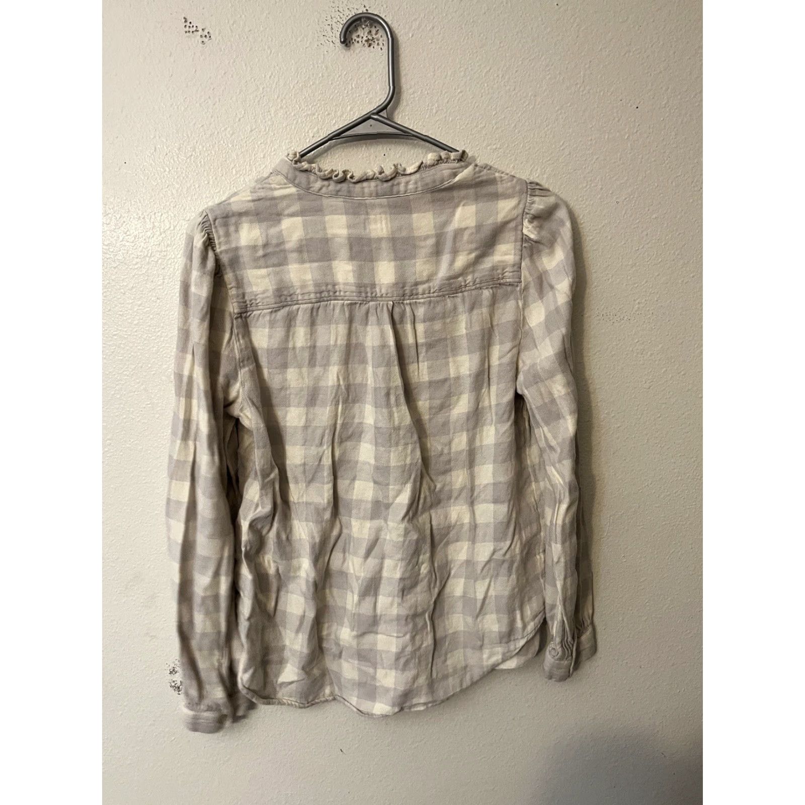 Gap GAP Button-Up Flannel Gray Long Sleeve Women’s M Shirt Casual Plaid 100% Cotton Pearl Buttons Ruffle Collar Size M / US 6-8 / IT 42-44 - 2 Thumbnail