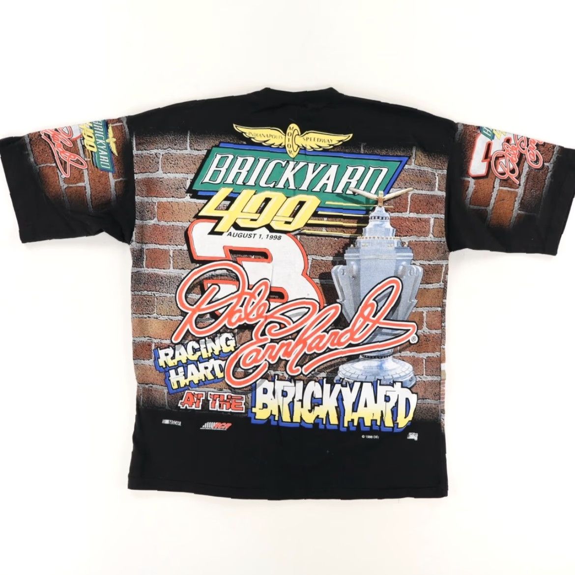 Chase Authentics VTG Chase Authentics Dale Earnhardt 1998 Brickyard 400 All Over Print T-Shirt Black Men's XL Shirt Size US XL / EU 56 / 4 - 4 Thumbnail