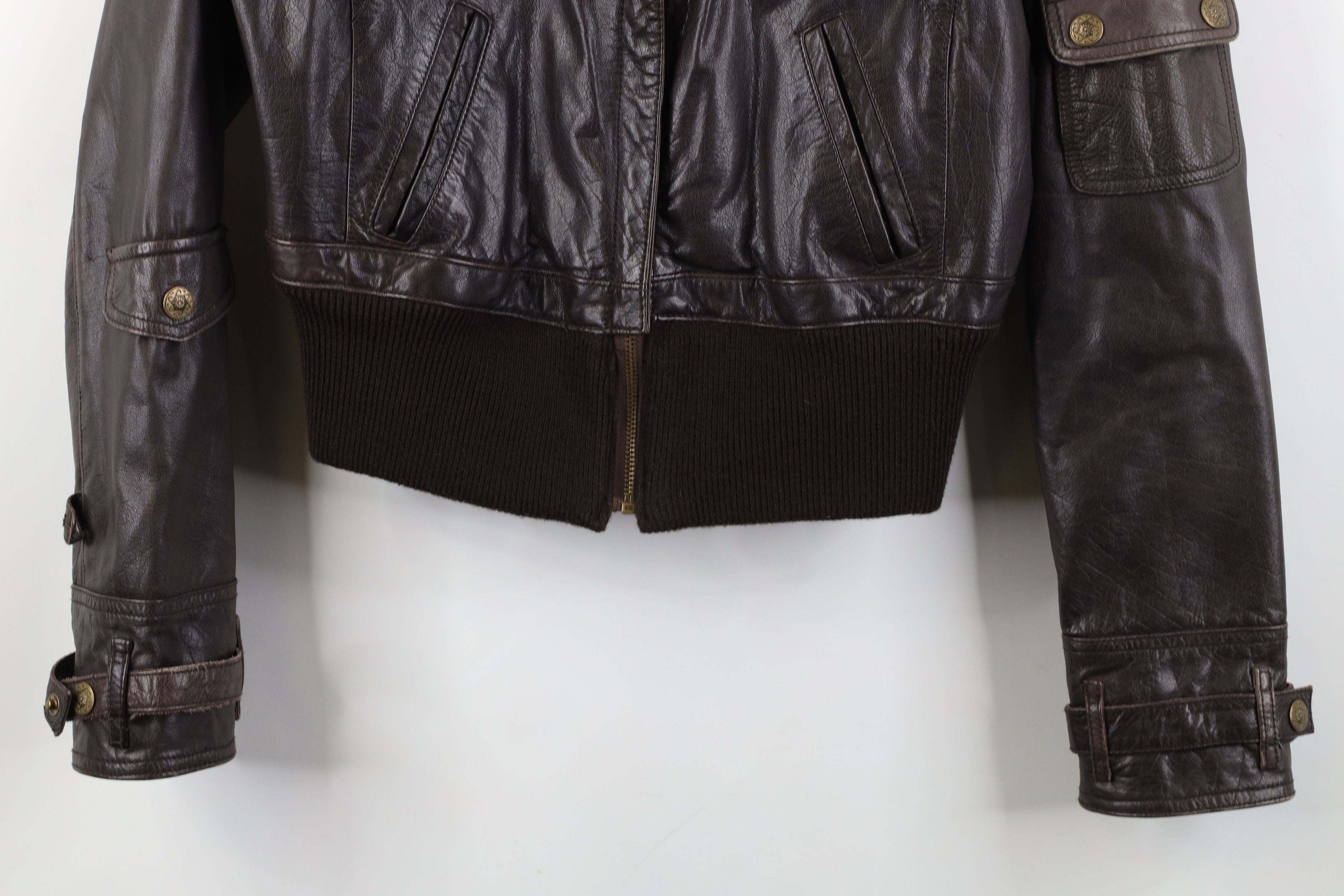 Vintage Vintage 90s Y2K Streetwear Cropped Leather Moto Jacket Size M / US 6-8 / IT 42-44 - 3 Thumbnail