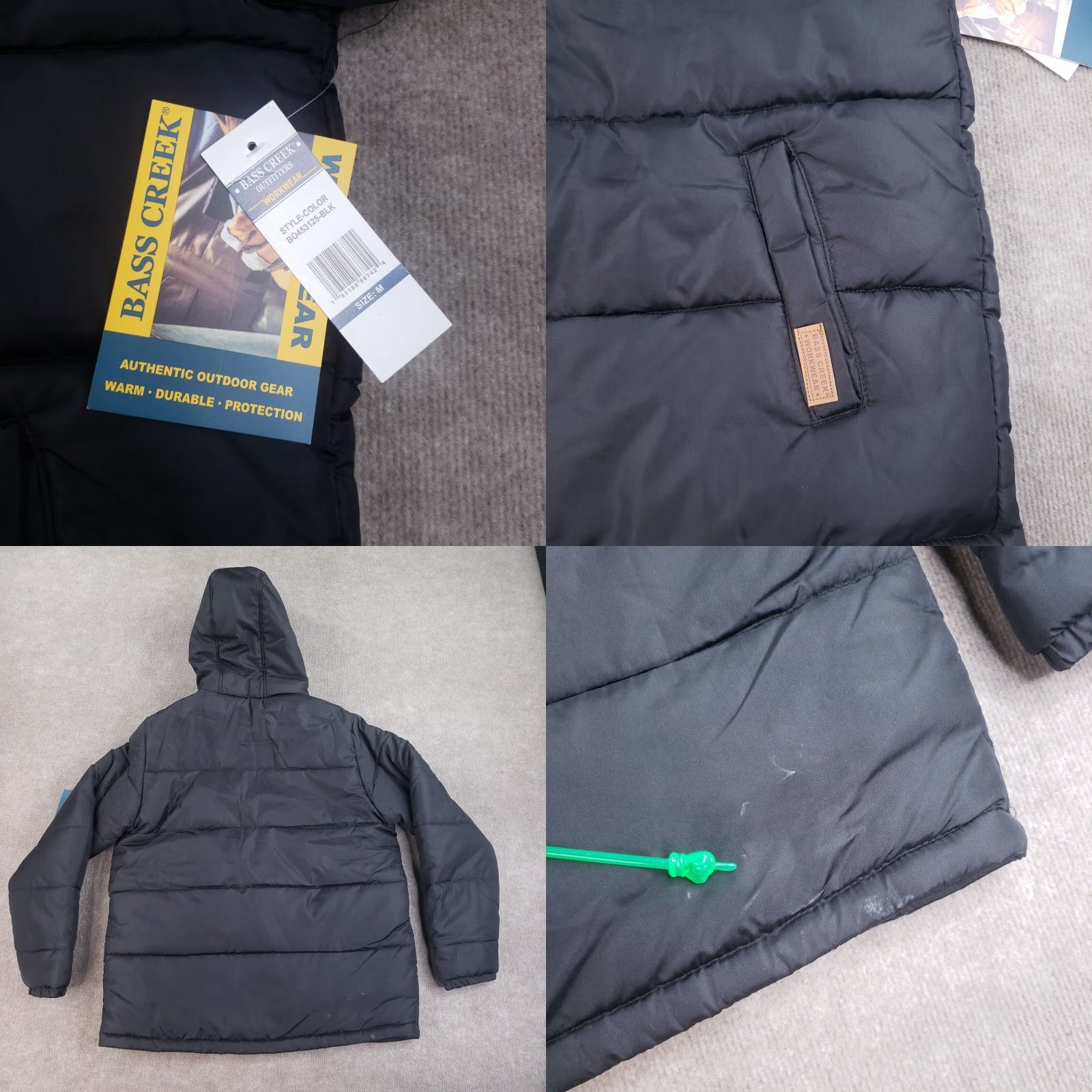 Vintage Bass Creek Outfitters Mens Puffer Jacket Medium Black Extra Large XL Full Zip Size US M / EU 48-50 / 2 - 8 Thumbnail