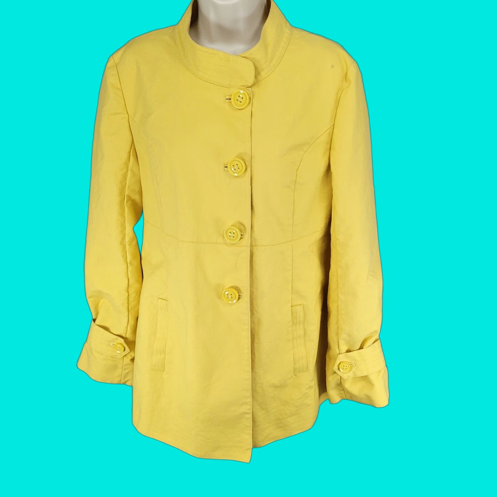 Talbots Talbots Jacket Size 14 Yellow 100% Cotton Buttoned Lined Pockets Pleated Back Size XL / US 12-14 / IT 48-50 - 1 Thumbnail