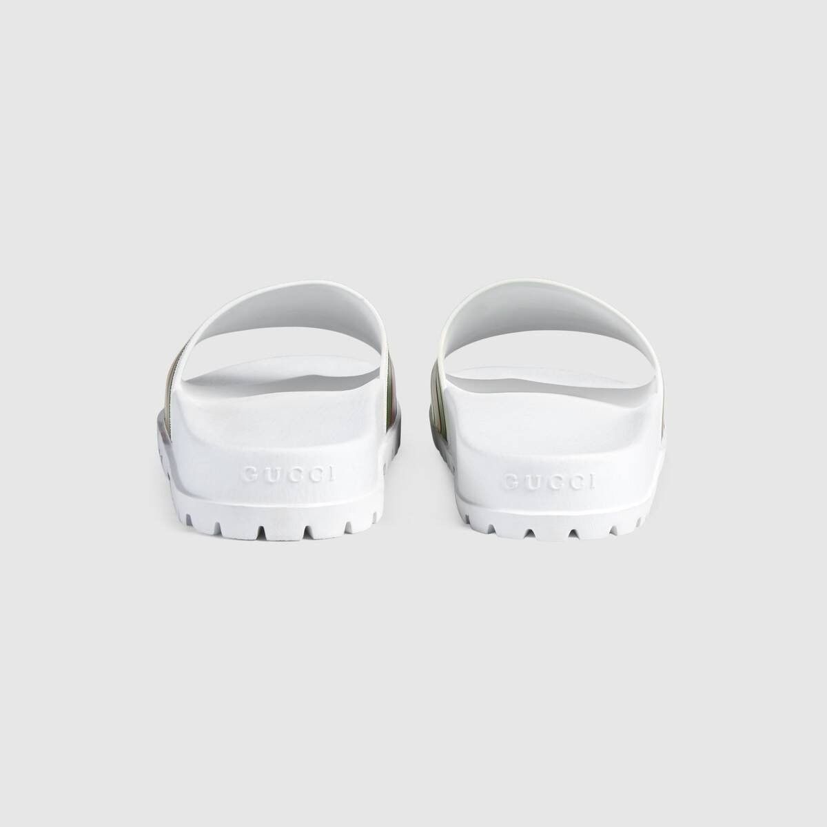 Gucci o1s1wg110425 Men's Slide Sandals With Web in White Size US 14 / EU 47 - 4 Thumbnail