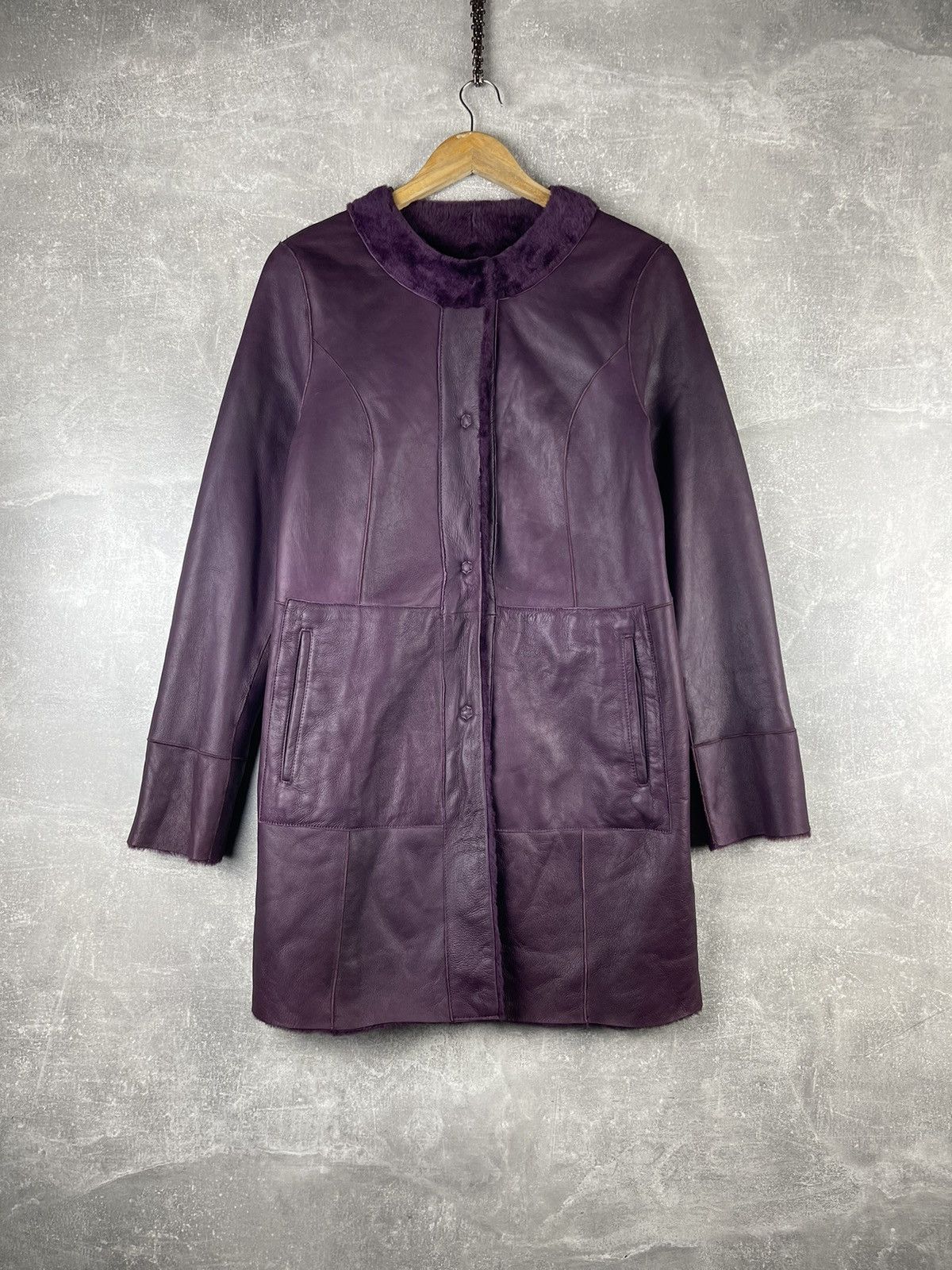 Drome DROMe Italian Shearling & Lambskin Leather Coat Aubergine Size M / US 6-8 / IT 42-44 - 1 Thumbnail