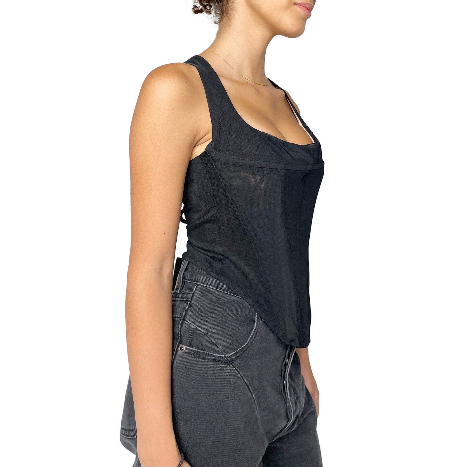 Miaou Black Mesh Sleeveless Corset Top Size M / US 6-8 / IT 42-44 - 2 Thumbnail