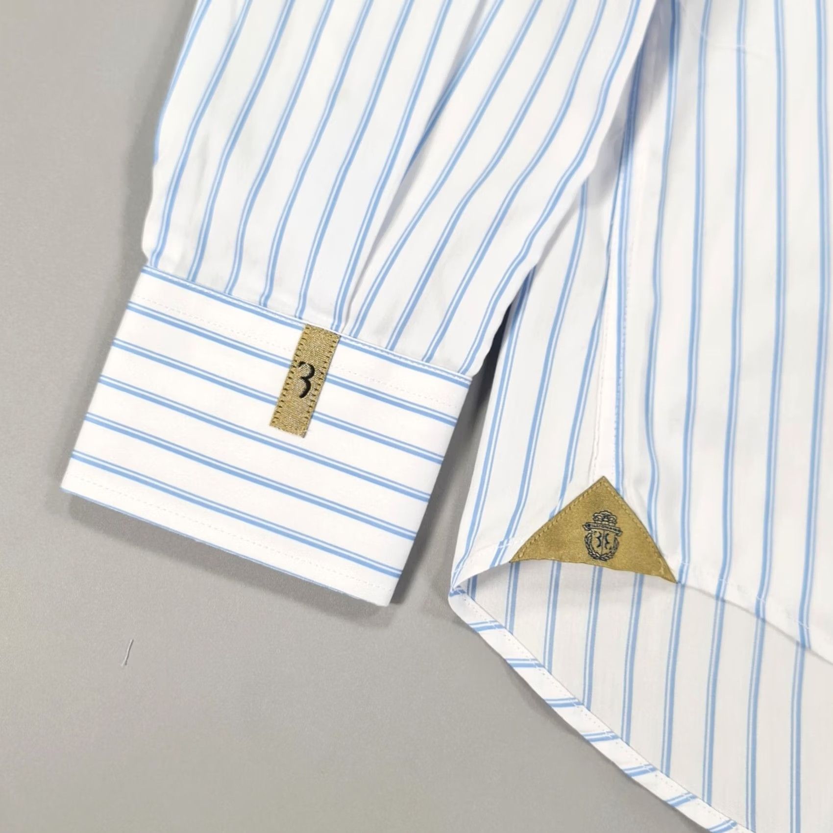 Vintage Billionaire Couture Mens Shirt Striped Blue White 16 Cotton Button Up Long Sleeve Collared Regular Fit Gift? Size US L / EU 52-54 / 3 - 6 Thumbnail