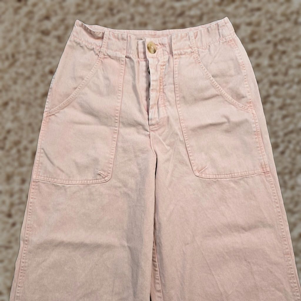 Free People Free People Jeans Womens Size 4 Pink Wide Leg Button Fly Boho Casual Capsule Size 27" / US 4 / IT 40 - 1 Thumbnail