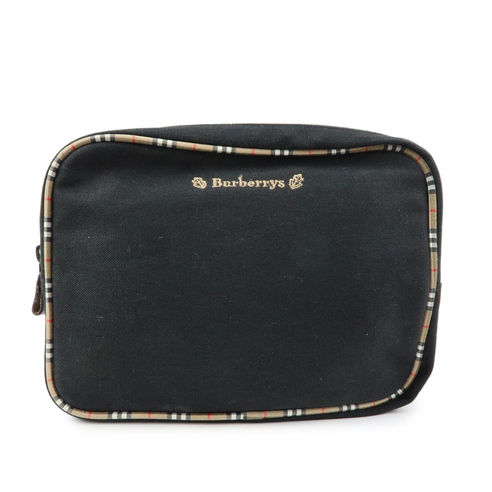 Burberry Burberry Nova Check Canvas Cosmetic Pouch Black Size ONE SIZE - 1 Thumbnail