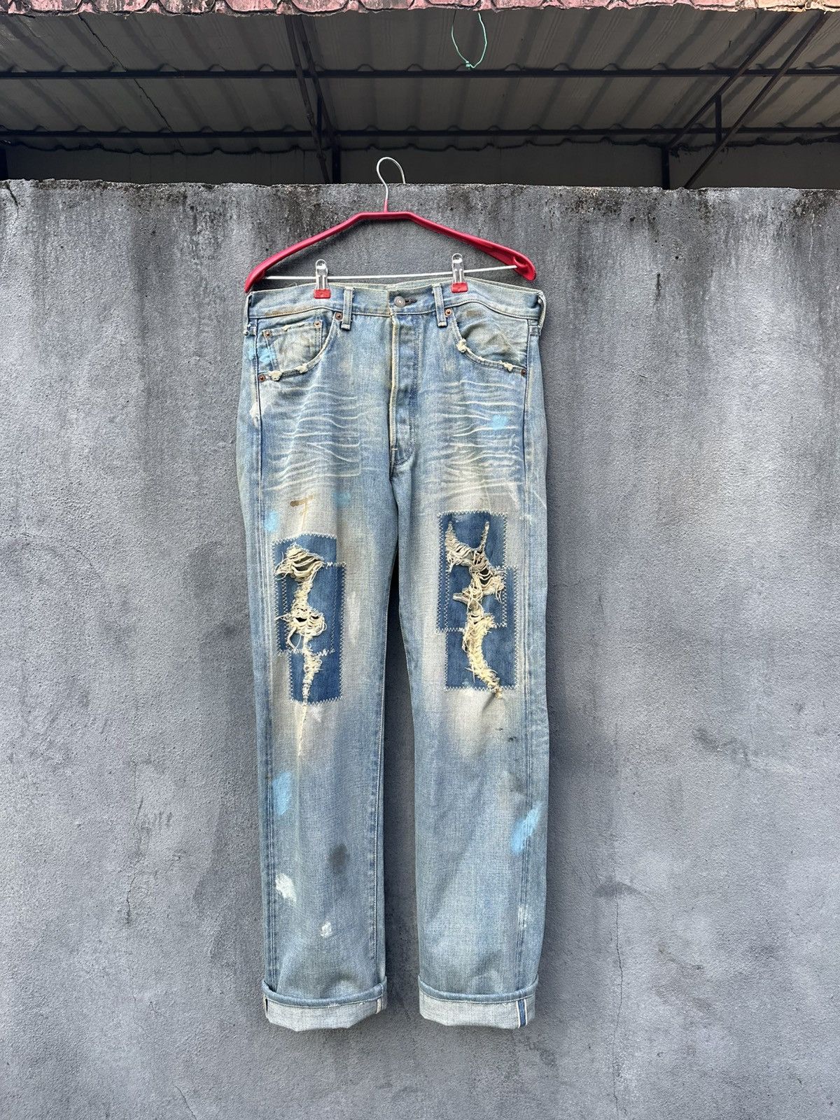 Levi's Vintage Clothing 👹Vintage Levis 501 Big E Distressed Baggy Jeans Size US 32 / EU 48 - 1 Thumbnail