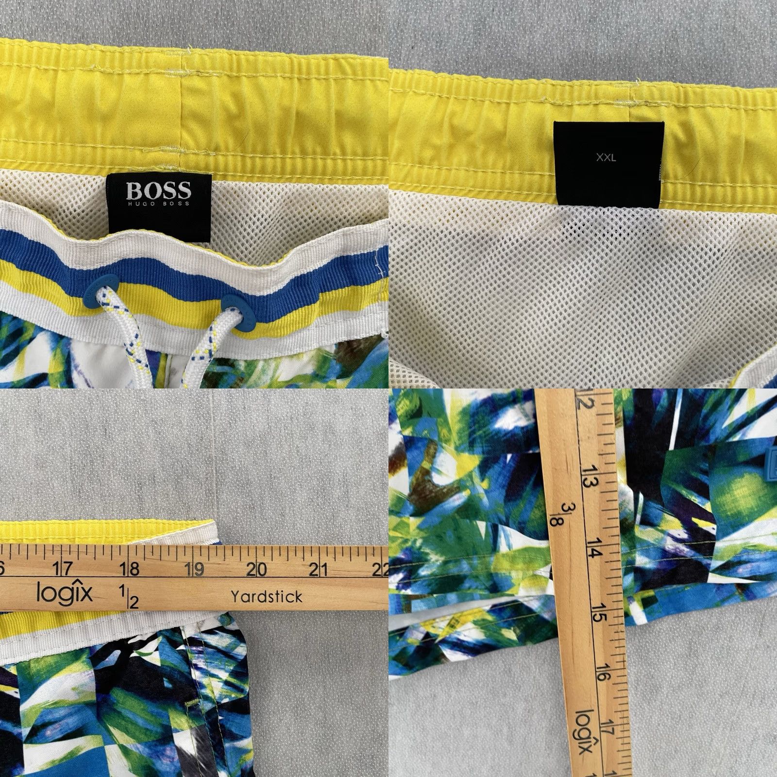 Hugo Boss HUGO BOSS Shorts Adult 2XL Green Blue Floral Swim Trunks Lined Mens XXL Size US 39 - 8 Thumbnail