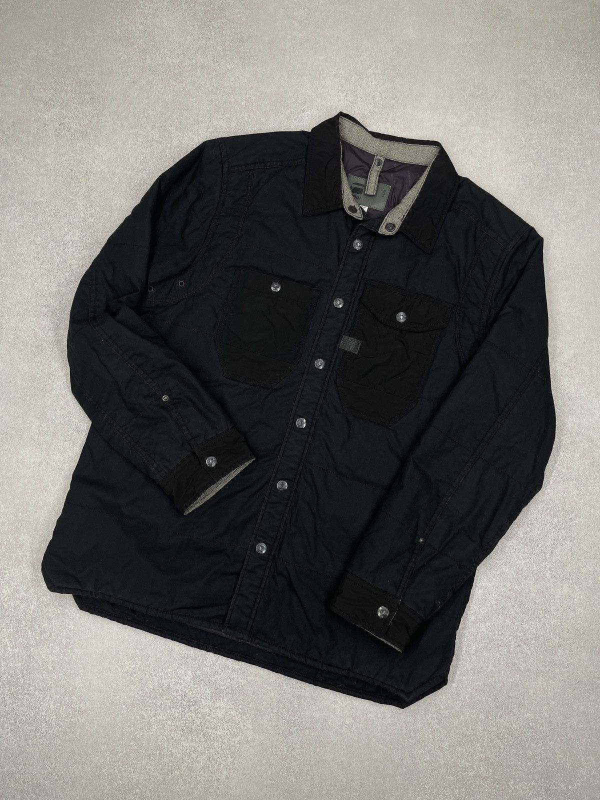 Mens G Star Raw Wolker Padded Overshirt Jacket Black