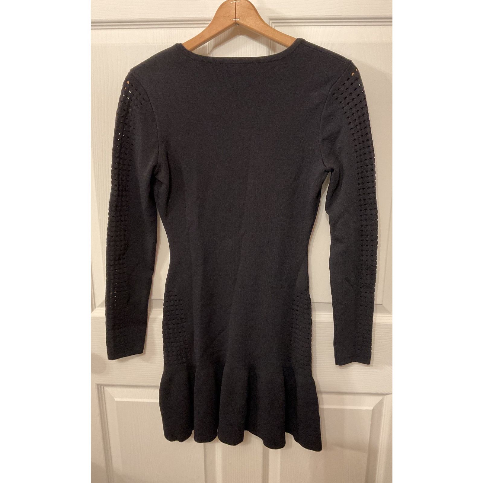 Revolve NBD Perforated Blk Long Sleeve Flutter Mini Dress,S -  www.bongoclub.cl