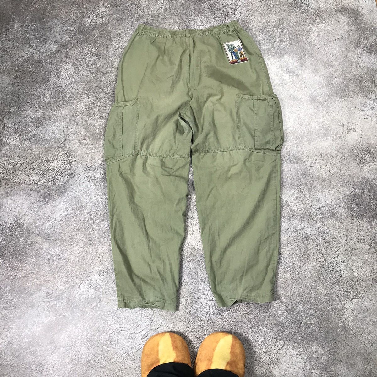 Vintage Vintage 90s Baggy Cargo Pants Faded Olive Grunge Y2K Logo 34 Size US 34 / EU 50 - 7 Thumbnail