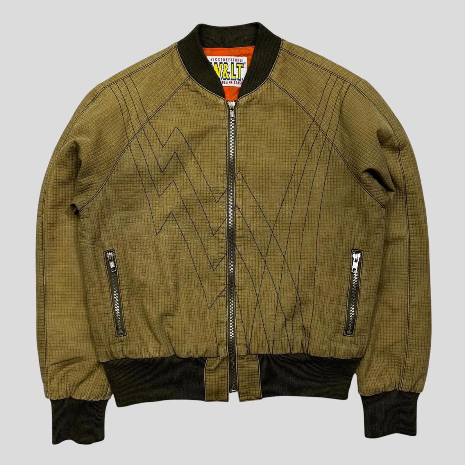 W+LT Walter 00s 3D Texture Ripstop Lightning Bomber Jacket S