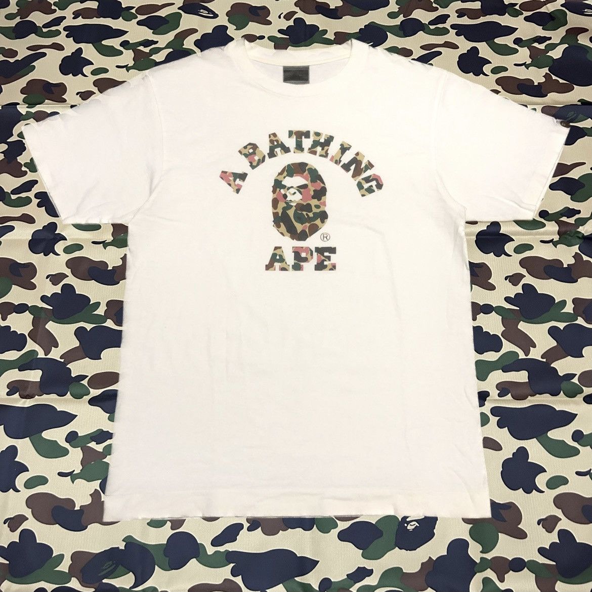 Bape Vintage 2000 A Bathing Ape College Logo Duck Camo Tee Size US M / EU 48-50 / 2 - 1 Thumbnail