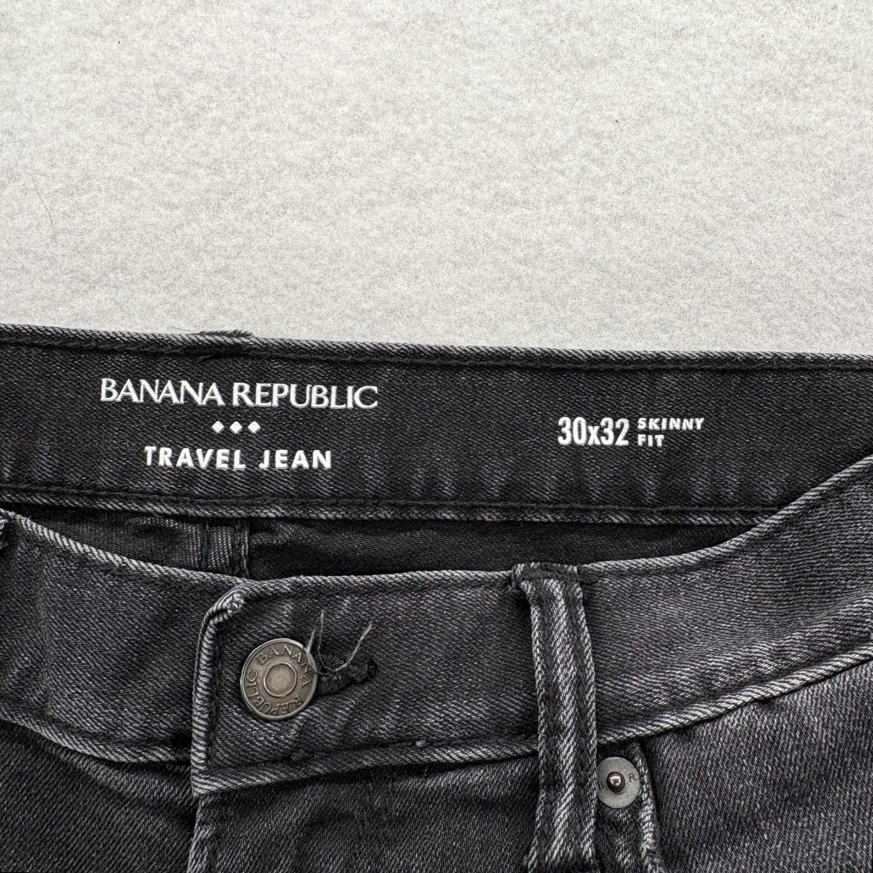 Banana Republic VINTAGE? (No) Ban an a Re public Travel Jeans Mens 30x30 Black Charcoal Skinny Fit Stretch Denim Size US 30 / EU 46 - 4 Thumbnail