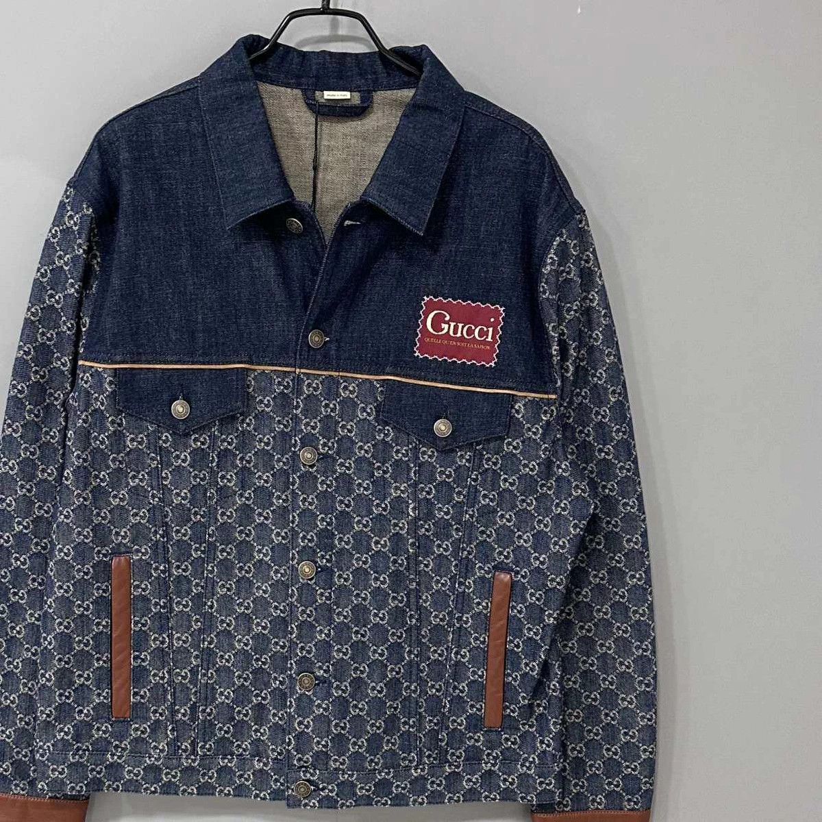 Gucci GUCCI Denim Jacquard Logo Collar Patchwork Jacket 48 Size US M / EU 48-50 / 2 - 2 Thumbnail