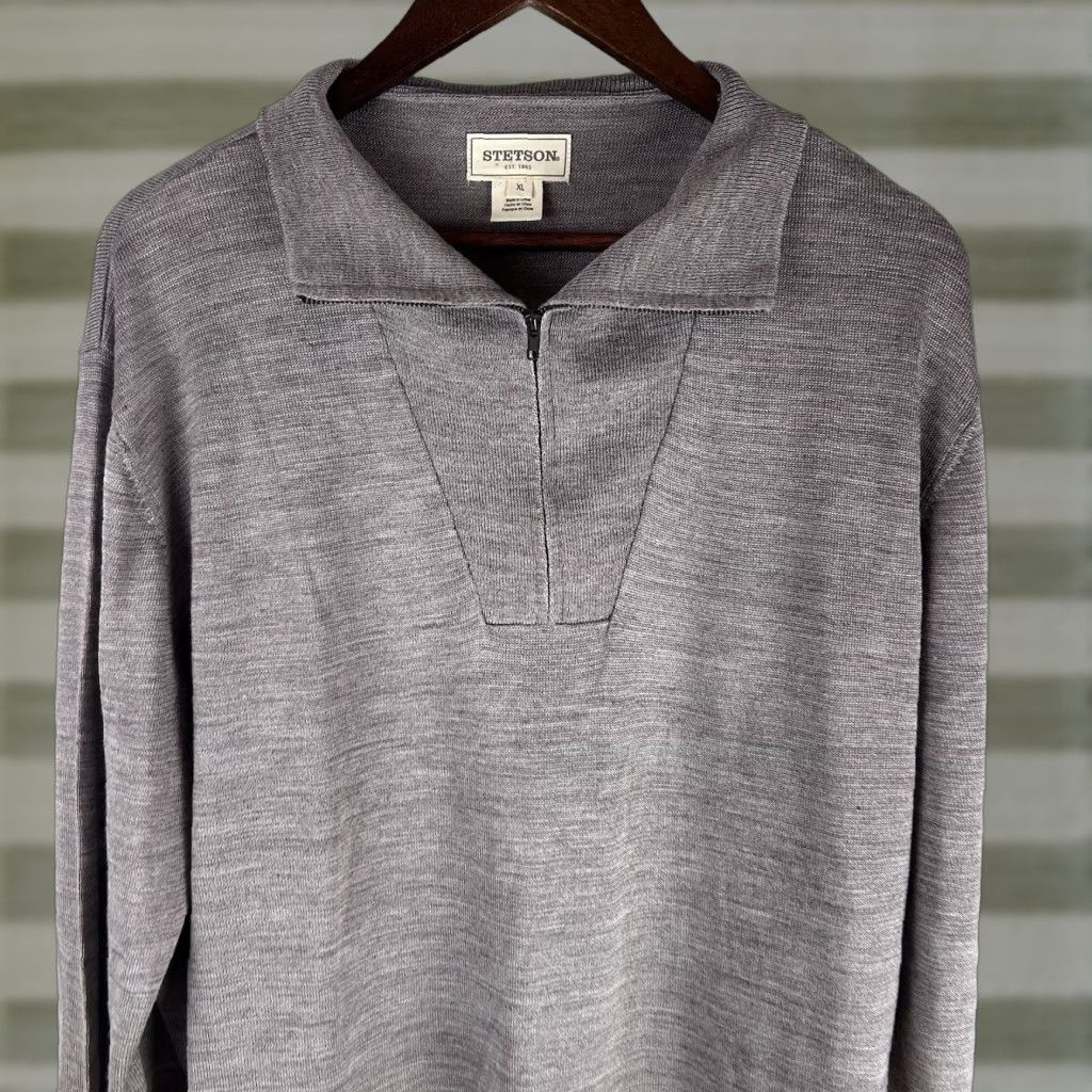 Stetson Stetson Western 1/4 Zip Sweater Mens XL Acrylic Merino Wool Brown Elbow Patch Size US XL / EU 56 / 4 - 1 Thumbnail