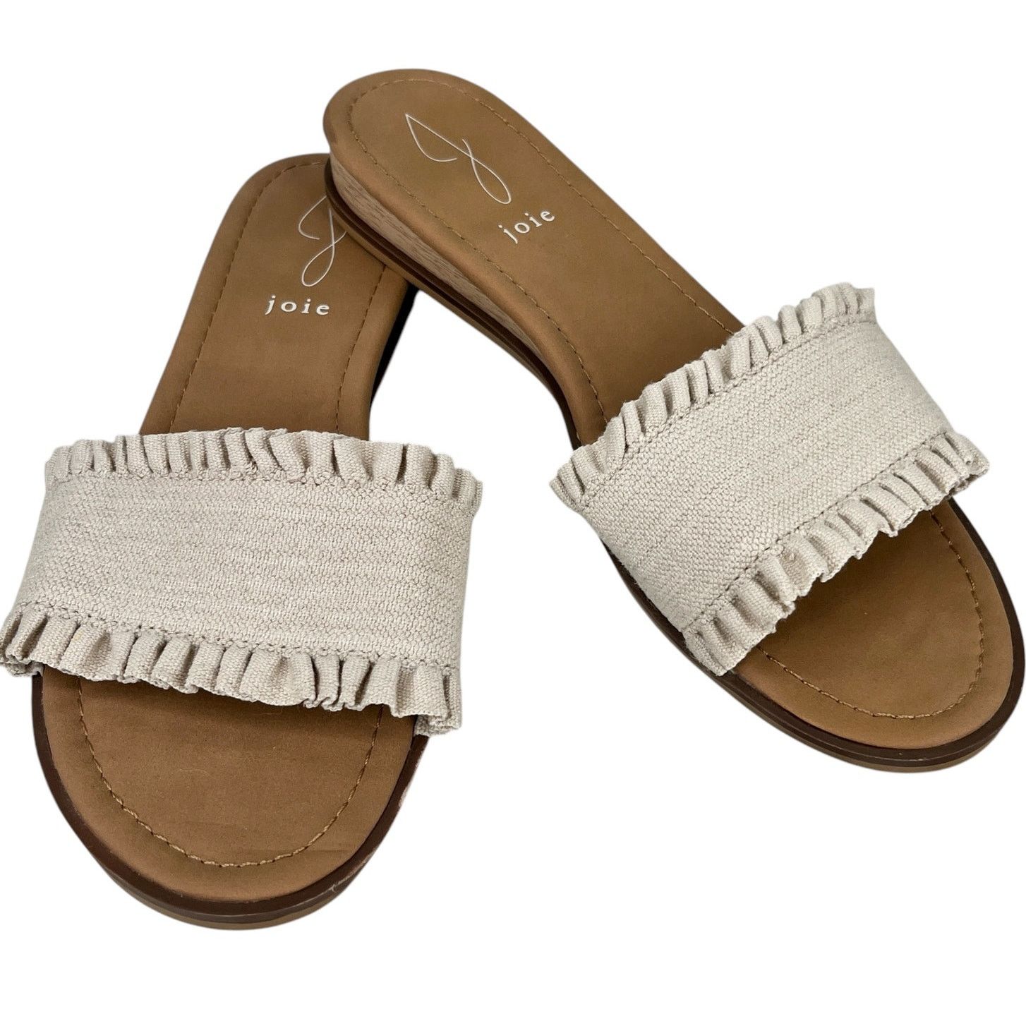 NWT Joie “Nolita” Creme Linen Open Toe Wide Strap factory Backless Sandal Size 8