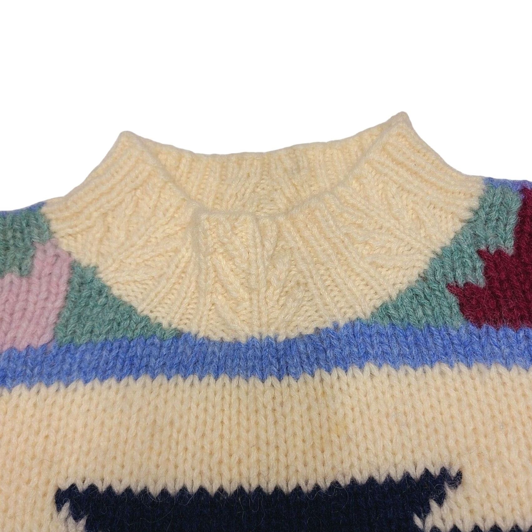 Vintage VINTAGE Susann D Sweater Hand Knit 100% Wool Aztec Design Women's Size Medium Crew Neck Knitted Tight-Knit Long Sleeve Pullover Beige, M Women's, 90s Size M / US 6-8 / IT 42-44 - 5 Thumbnail