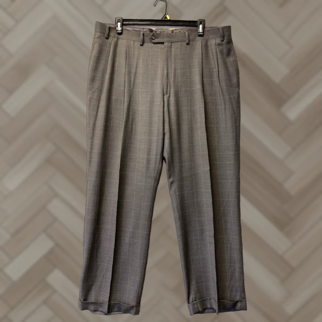 Sean John Sean John Dress Pants Men 42x30 42x32 Gray Check Trousers Plaid Business Formal Stretch Straight Leg Workers Regular Adult Mens Size US 42 / EU 58 - 1 Thumbnail