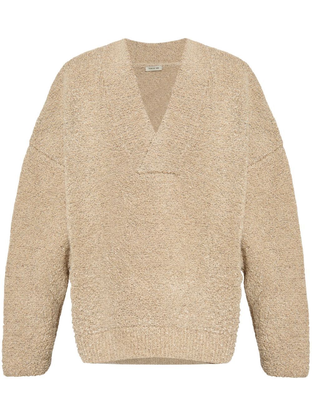 Fear of God o1s22i1n1024 Oversized Boucl Sweater in Beige Size US S / EU 44-46 / 1 - 1 Thumbnail