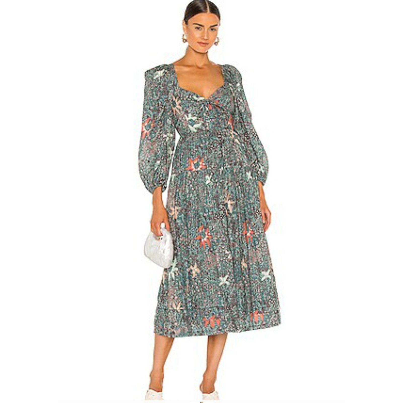 Ulla Johnson ULLA JOHNSON Kemala Floral Poplin Malachite Size 2 Size XS / US 0-2 / IT 36-38 - 1 Thumbnail