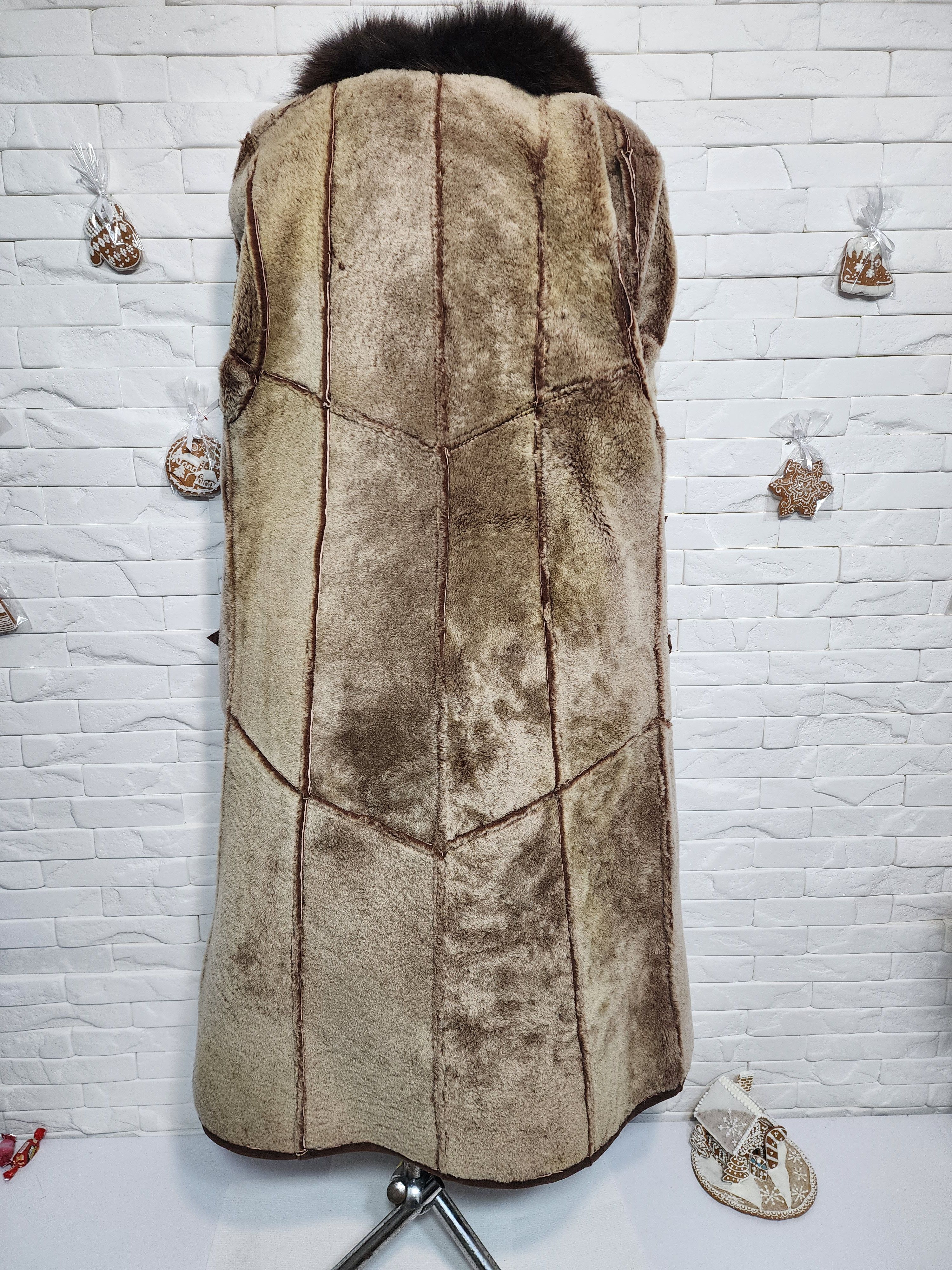 Furla Women's Brown Sheepskin Coat: Genuine Fur Collar Size L / US 10 / IT 46 - 7 Thumbnail