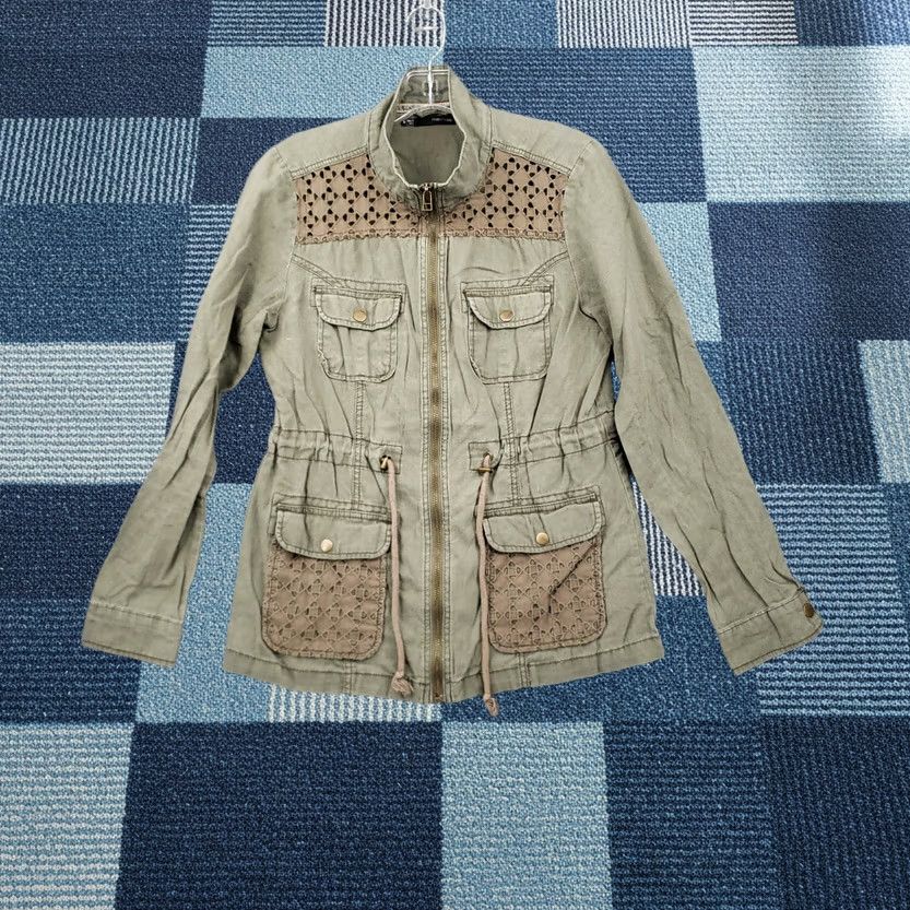 Vintage Maurices Jacket Womens S Green Anorak Full Zip Long Sleeve Eyelet Trim Pockets Casual Size S / US 4 / IT 40 - 1 Thumbnail